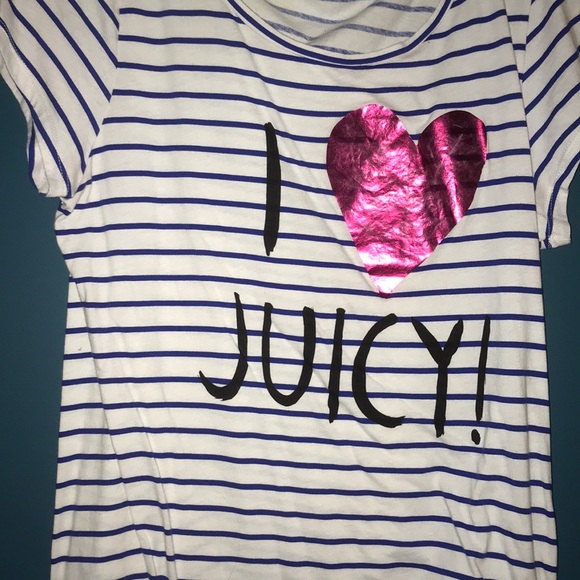 Juicy Couture I Love Juicy Striped Pink Heart Top - Picture 2 of 5